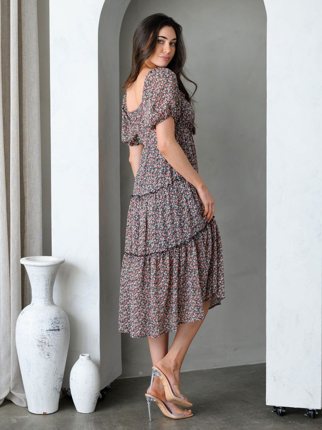 Copy of WOMEN'S SLEEVELESS TIERED POCKETS COLORBLOCK MIDI DRESS