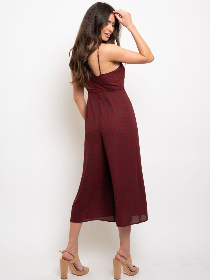 WOMEN'S POLKA DOTS PRINT SLEEVELESS JUMPSUIT