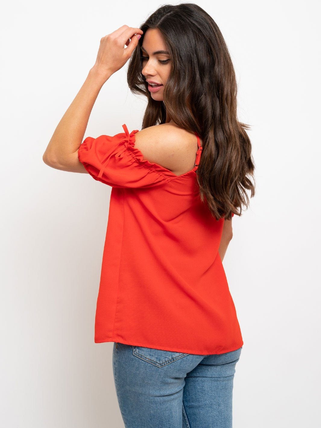 WOMEN'S COLD SHOULDER BUTTON UP TOP