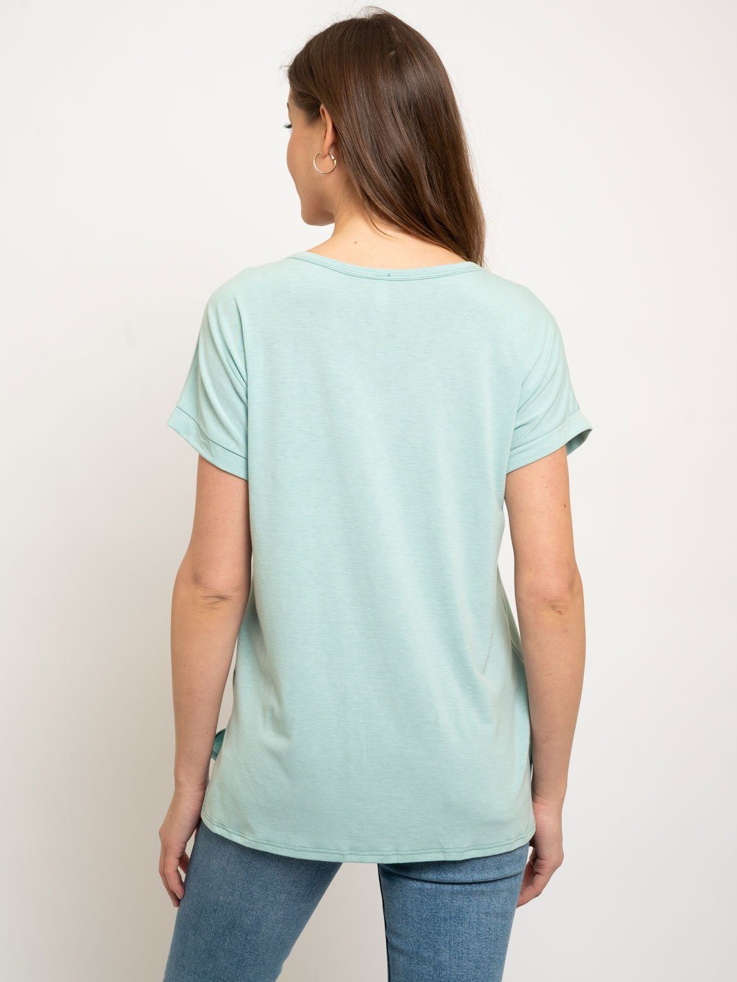 WOMEN'S V-NECK BAND SLEEVE KNIT TOP