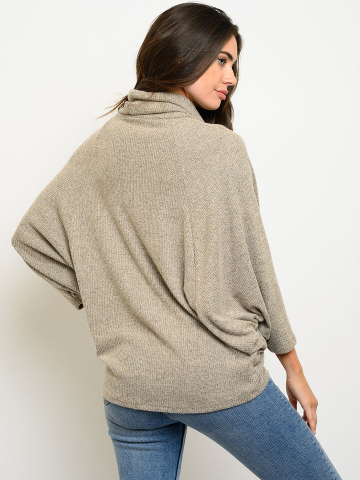 WOMEN'S TURTLE NECK 3/4 SLEEVES TUNIC TOP