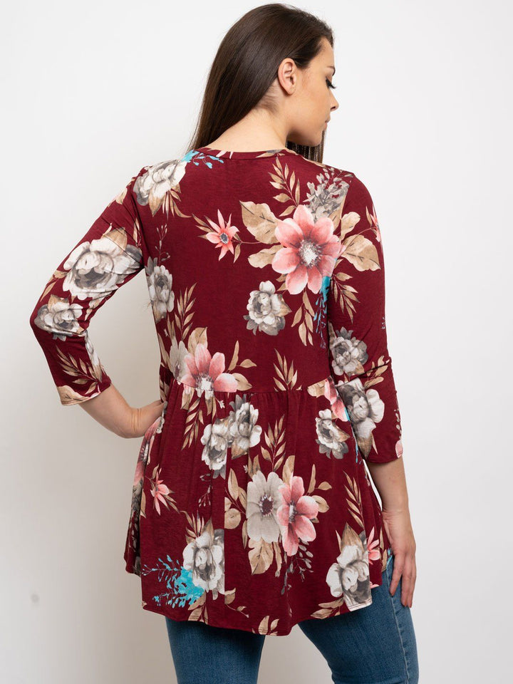 PLUS SIZE FLORAL TUNIC TOP