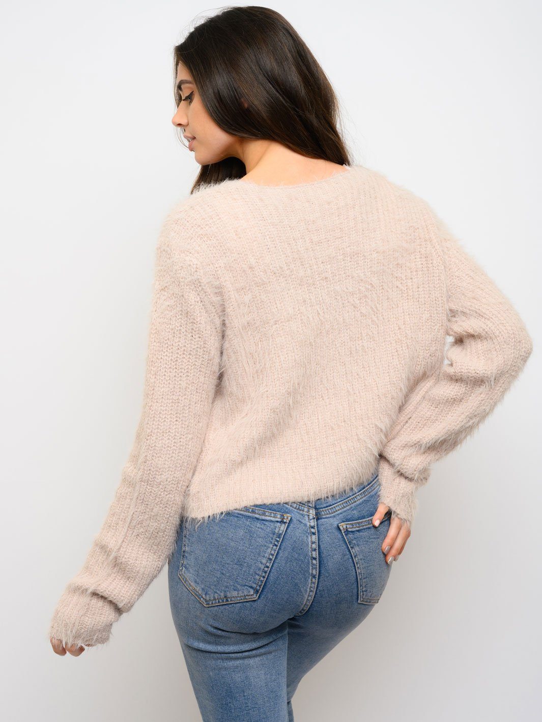 WOMEN'S FUZZY LONG SLEEVE CARDIGAN