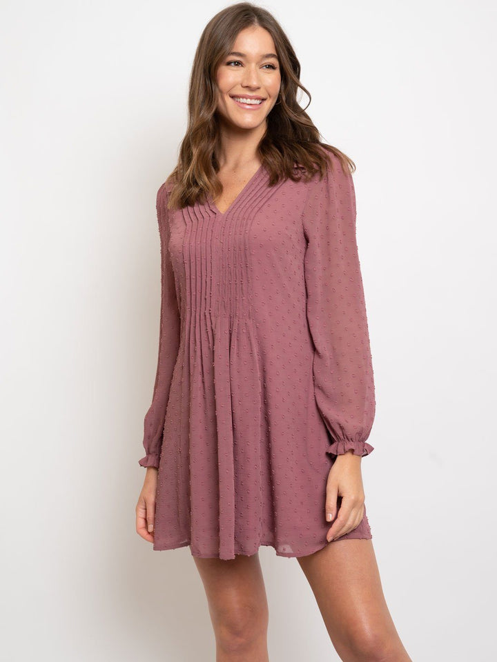 WOMEN'S SWISS DOT WOVEN MINI DRESS