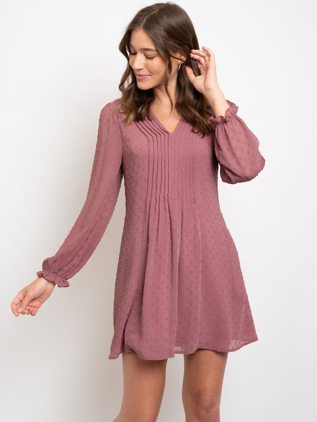 WOMEN'S SWISS DOT WOVEN MINI DRESS