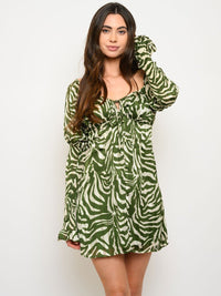 WOMEN'S ZEBRA GOLD LINE BUTTON UP MINI DRESS