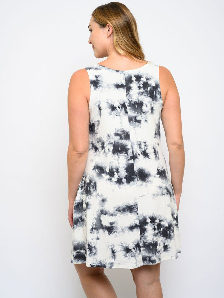PLUS SIZE TIE DYE POCKETS MINI DRESS