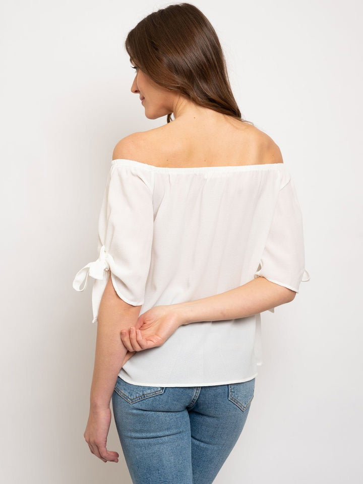 WOMENS OFF SHOULDER SLEEVE TIE TOP