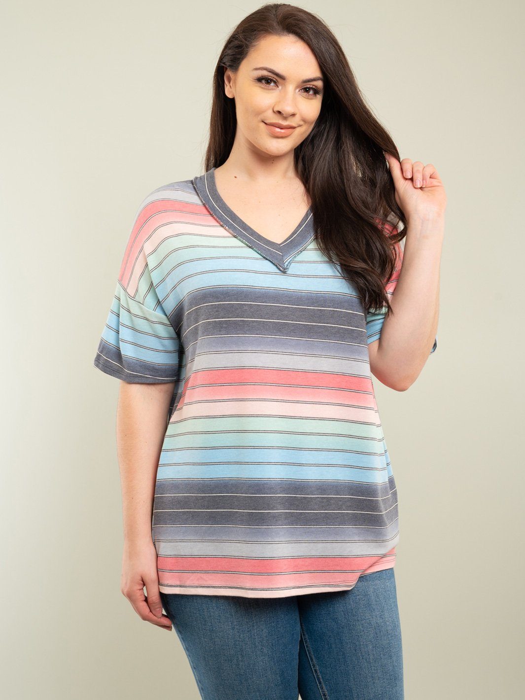 PLUS SIZE STRIPES TOP