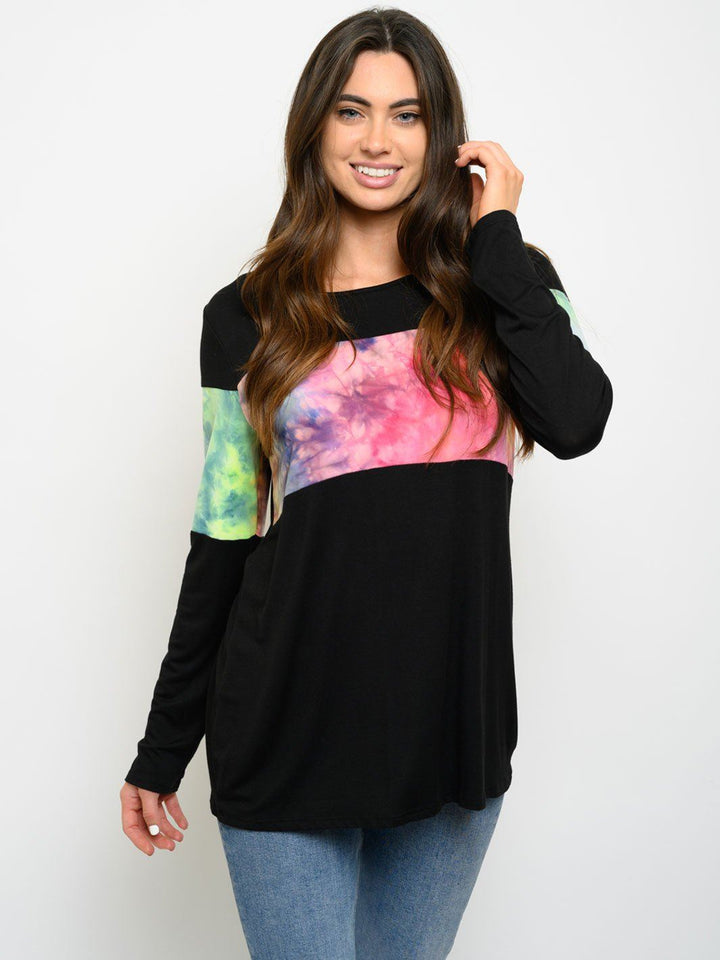 WOMEN'S TIE DYE TUNIC LONG SLEEVE TOP
