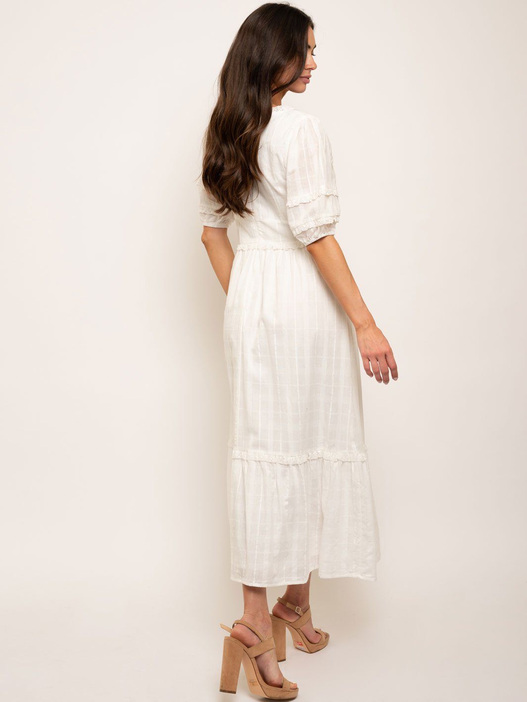 WOMEN'S SWEETHEART NECK SHORT SLEEVE MAXI DRESS