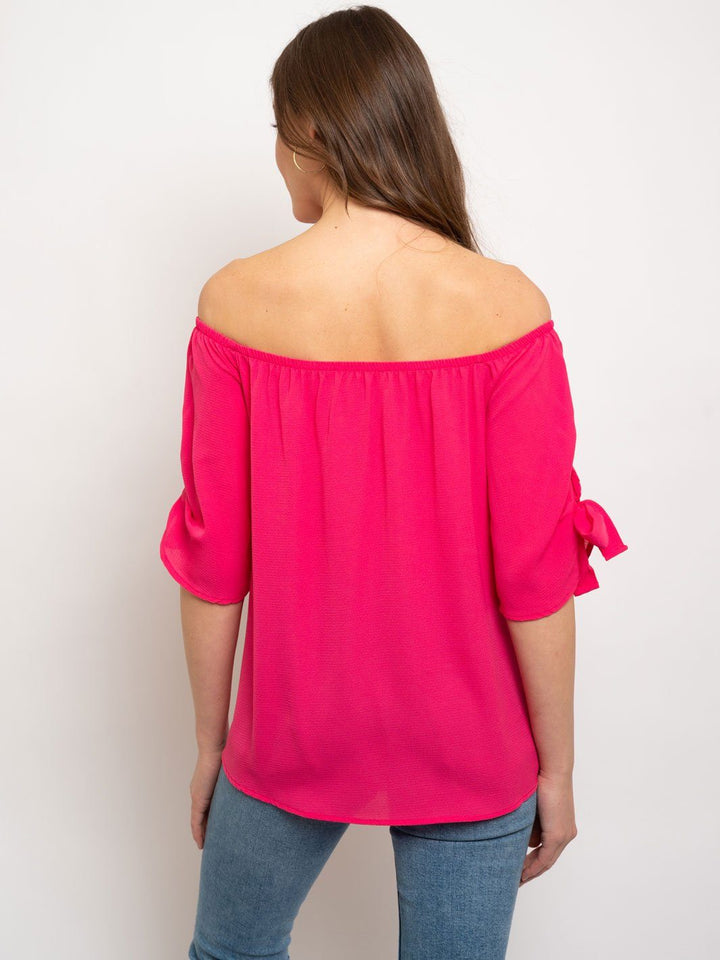 WOMENS OFF SHOULDER SLEEVE TIE TOP