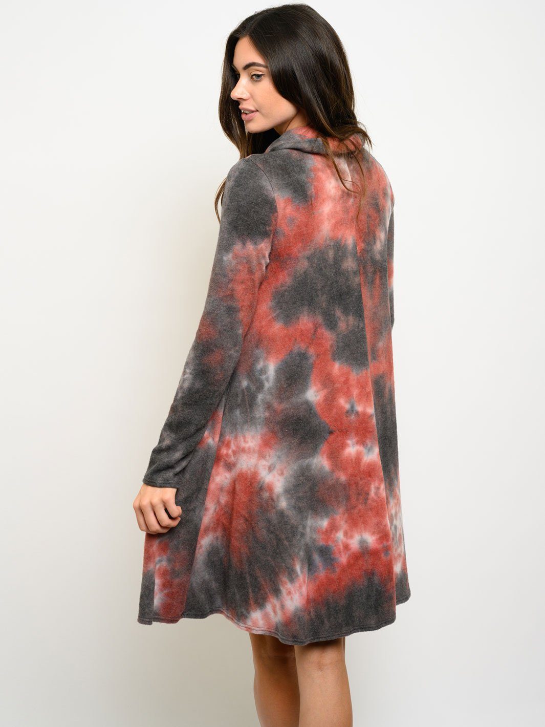 WOMEN'S LONG SLEEVE POCKETS TIE DYE DRESS