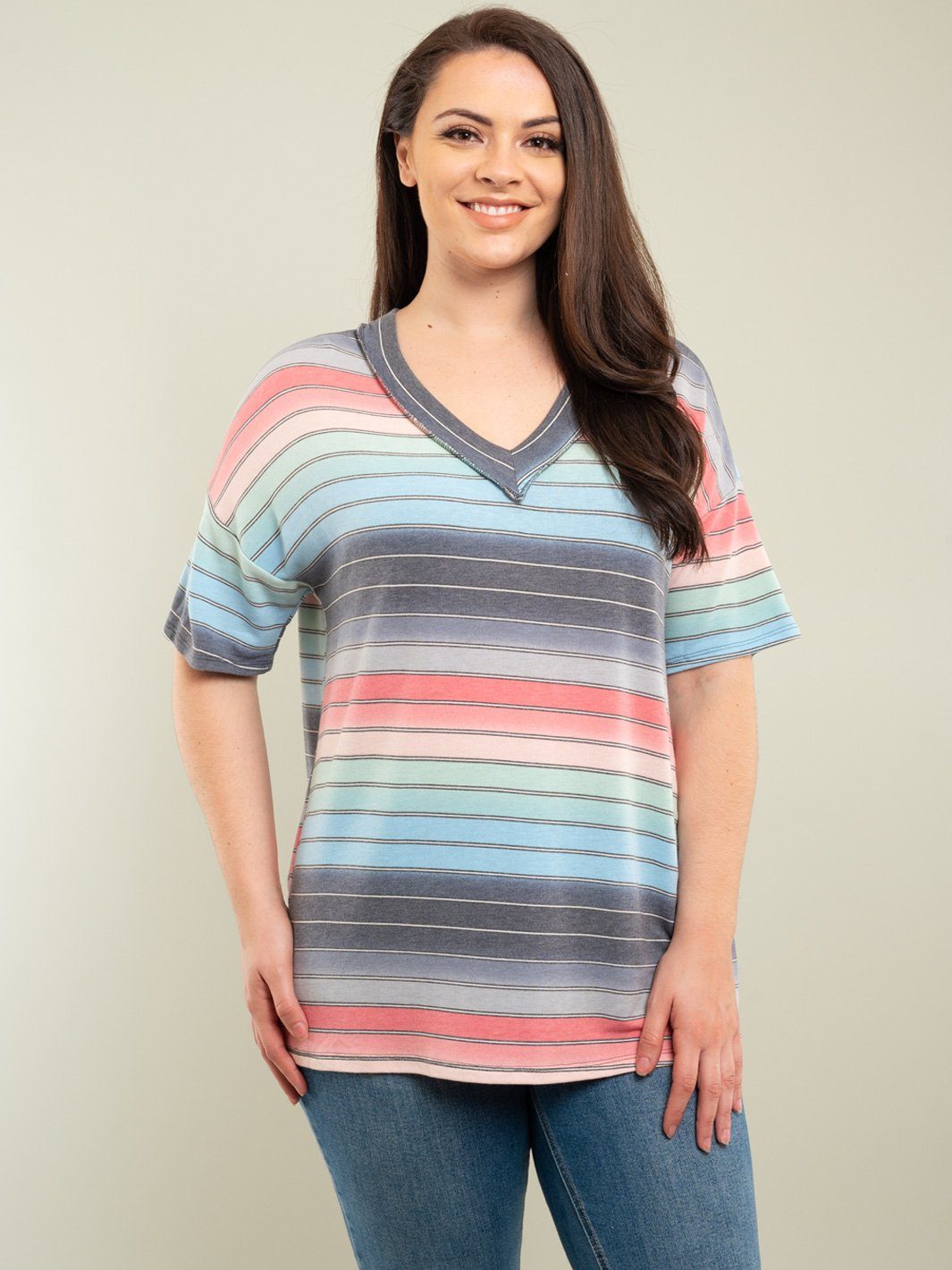 PLUS SIZE STRIPES TOP