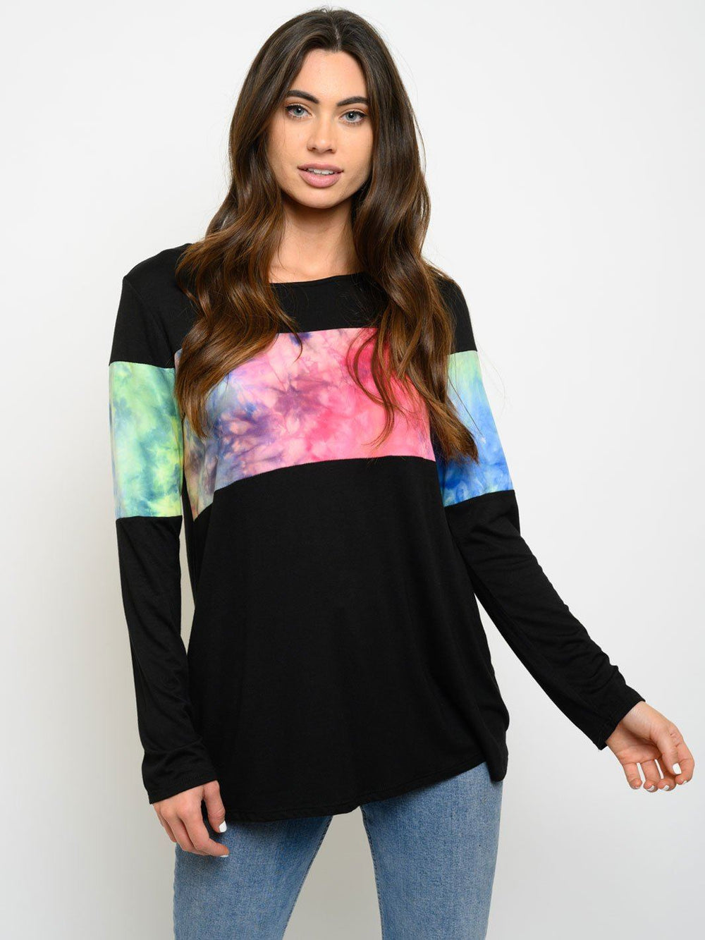 WOMEN'S TIE DYE TUNIC LONG SLEEVE TOP