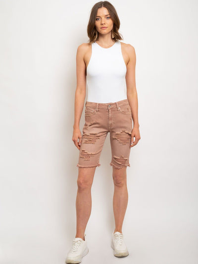 WOMEN'S RIPPED DENIM SHORTS
