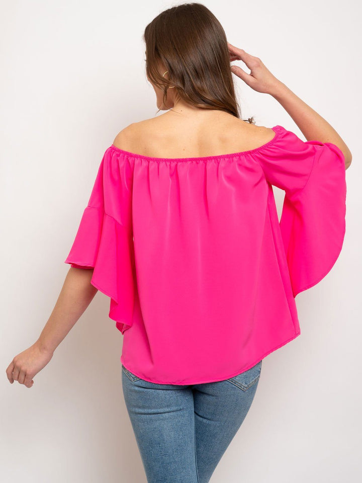 WOMEN'S OFF SHOULDER 3/4 BELL SLEEVES TOP