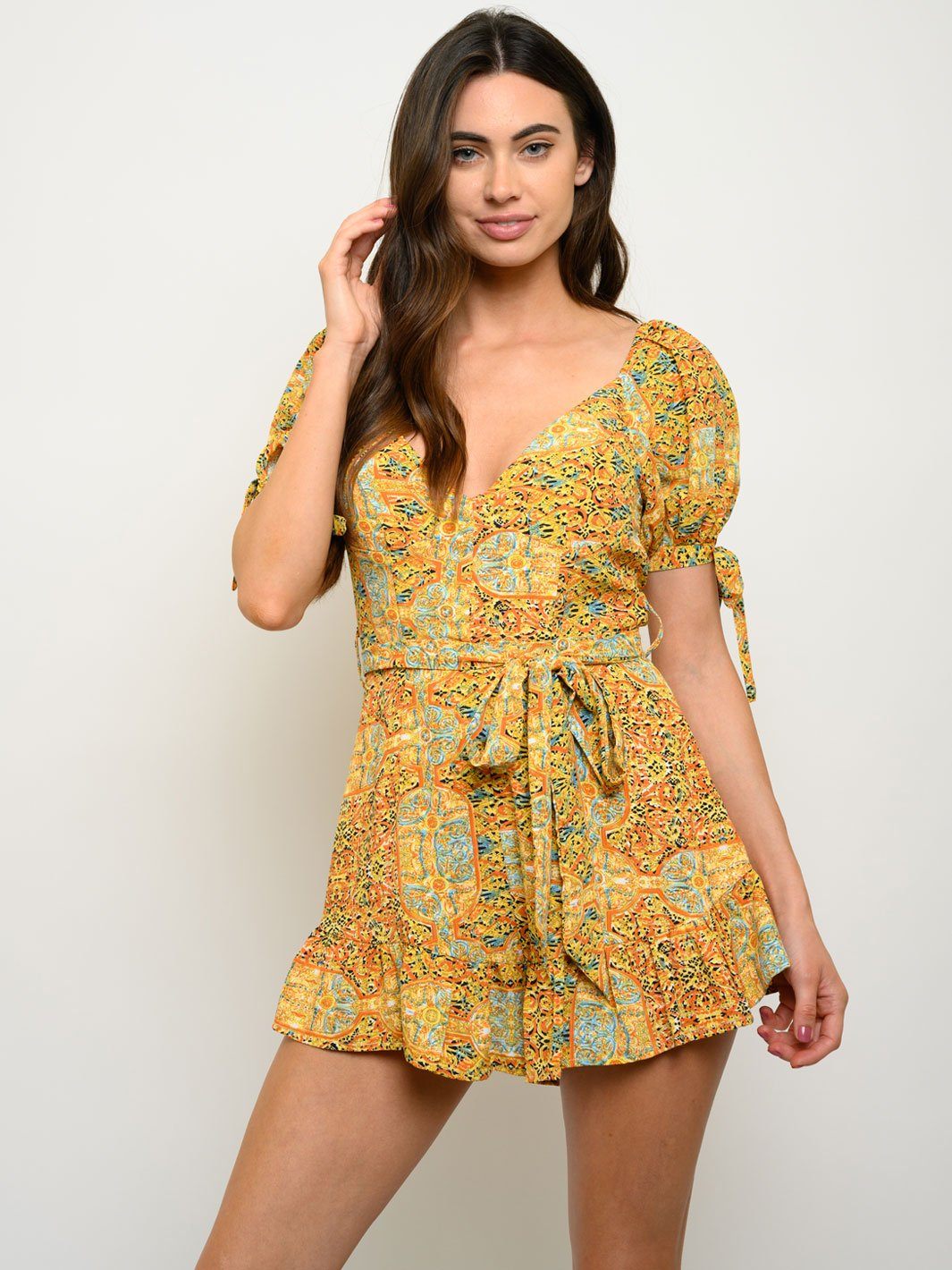 WOMEN'S NULTI PRINT SELF TIE ROMPER
