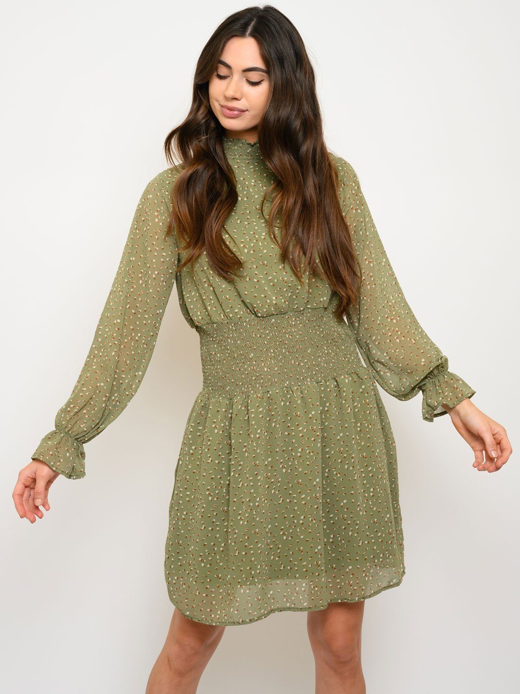 WOMEN'S LONG SLEEVE MOCK NECK MINI DRESS