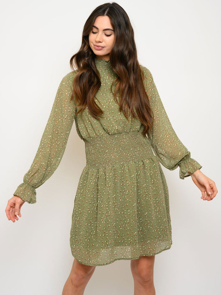 WOMEN'S LONG SLEEVE MOCK NECK MINI DRESS