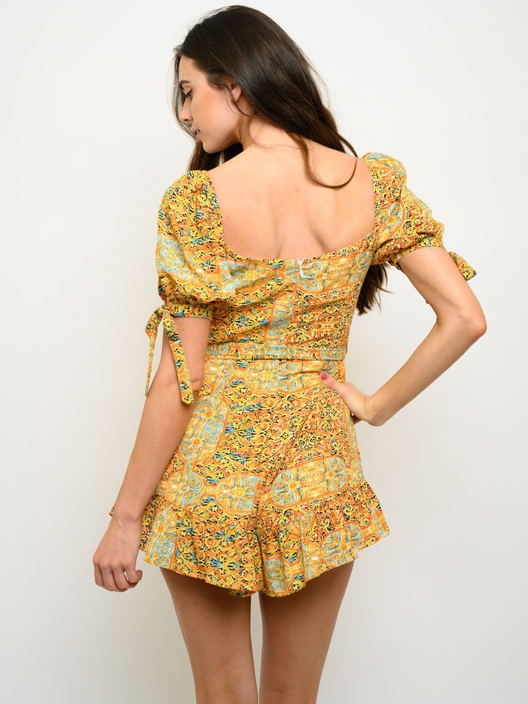 WOMEN'S NULTI PRINT SELF TIE ROMPER