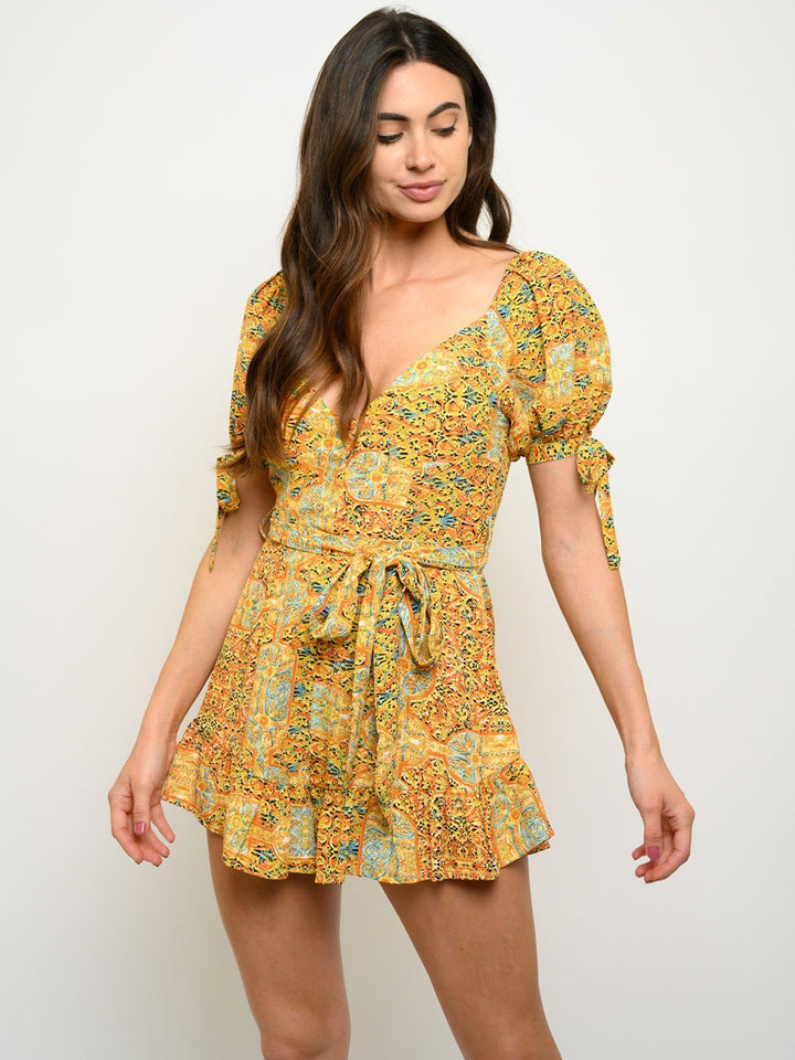 WOMEN'S NULTI PRINT SELF TIE ROMPER