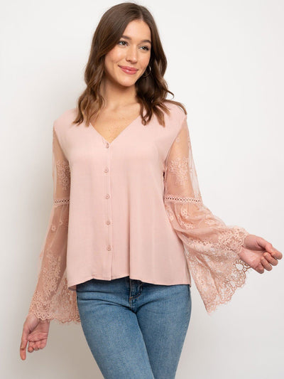 PLUS SIZE LACE BELL SLEEVES TOP
