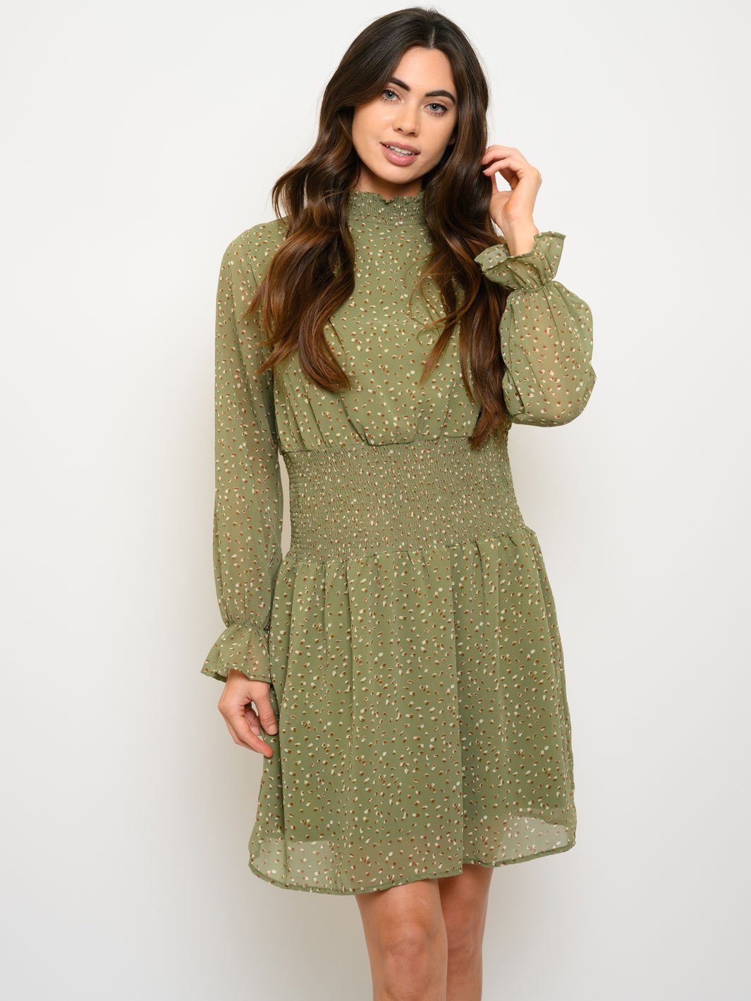 WOMEN'S LONG SLEEVE MOCK NECK MINI DRESS
