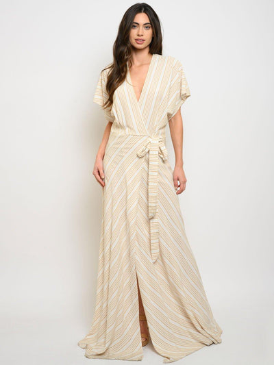 WOMEN'S CHATHAM STRIPED WRAP MAXI DRESS