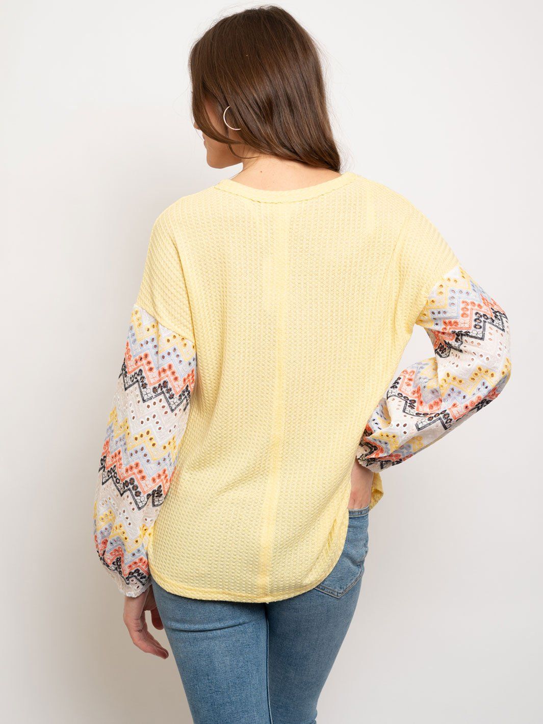 WOMEN'S CROCKET DESIGN LONG SLEEVE TOP