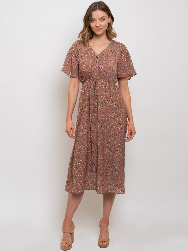 WOMEN'S ADJUSTABLE WAIST MIDI DRESS