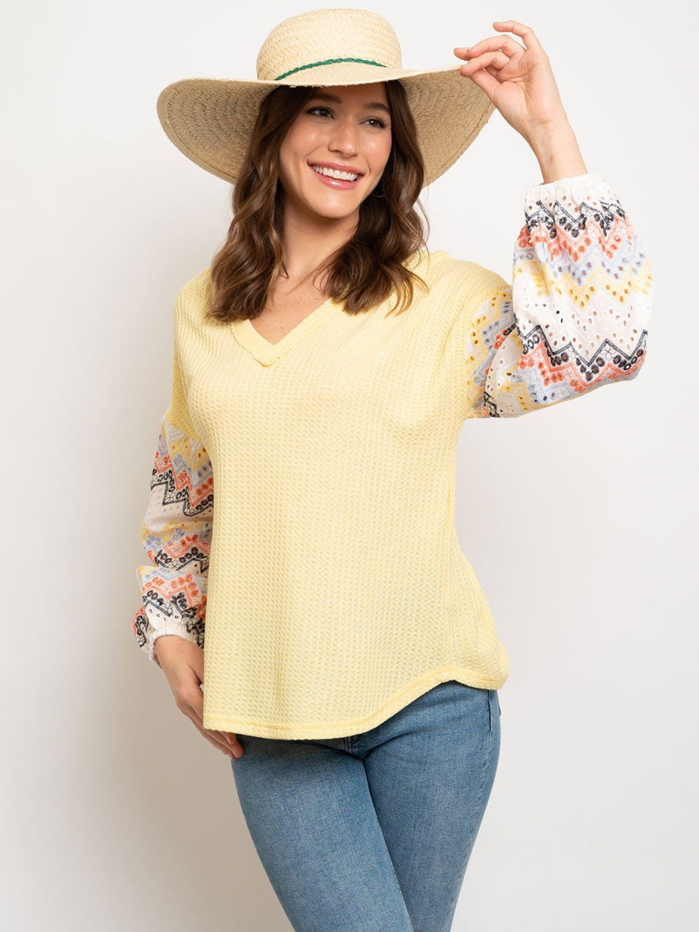 WOMEN'S CROCKET DESIGN LONG SLEEVE TOP