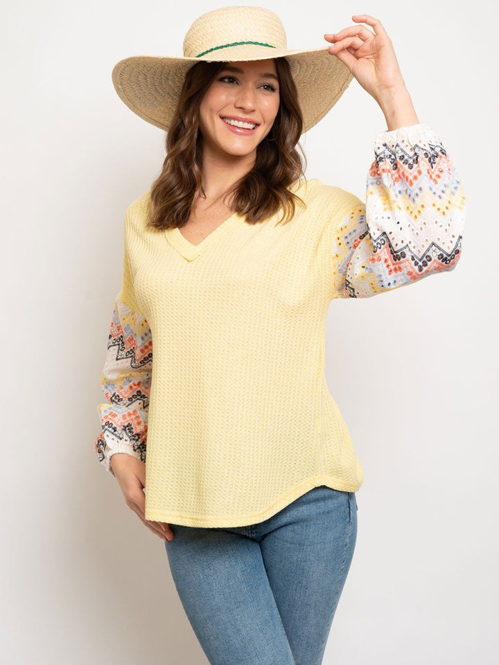 WOMEN'S CROCKET DESIGN LONG SLEEVE TOP