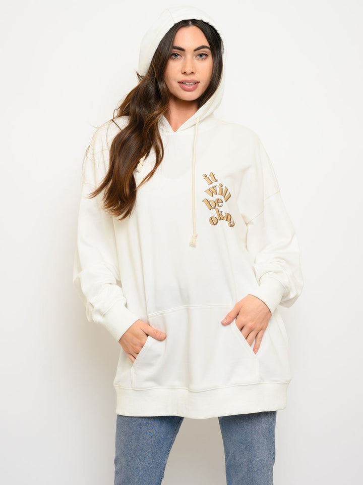 WOMEN'S LONG SLEEVE POCKETS HOODIE SWEATER
