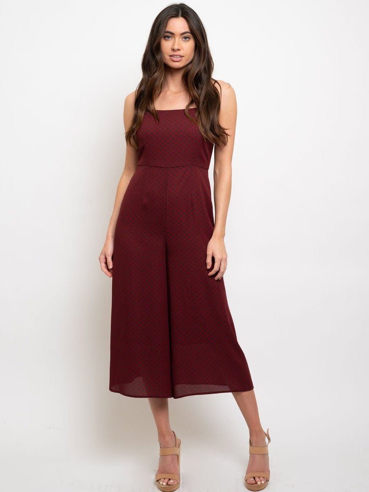 WOMEN'S POLKA DOTS PRINT SLEEVELESS JUMPSUIT