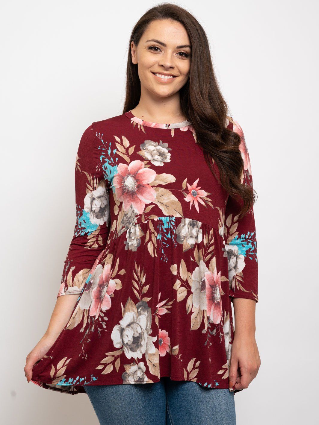 PLUS SIZE FLORAL TUNIC TOP