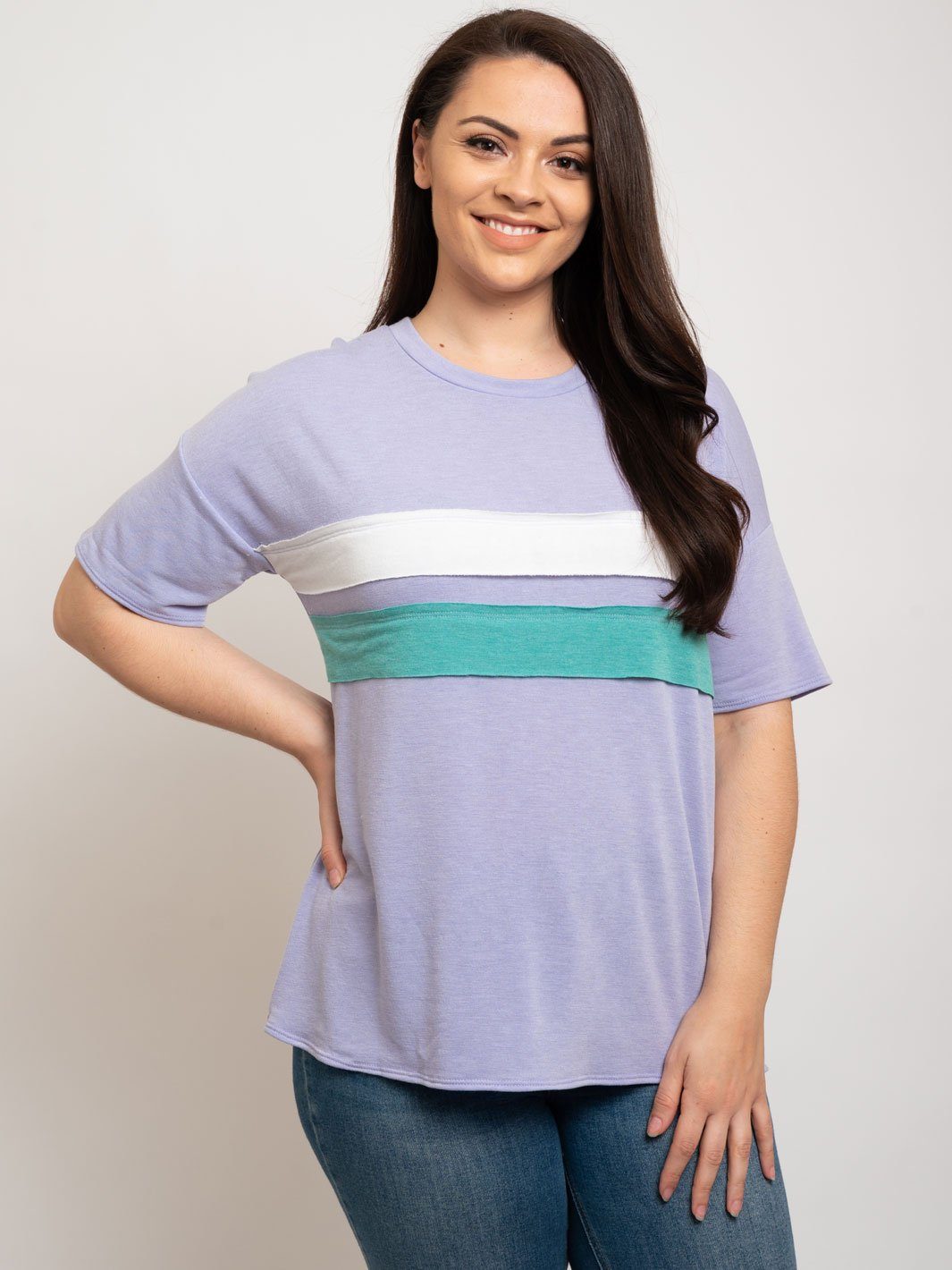 PLUS SIZE COLOR BLOCK TOP