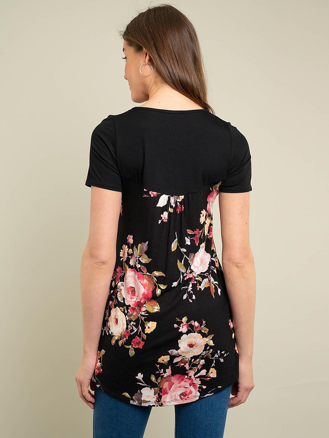 WOMEN'S FLORAL POCKET KNIT TOP