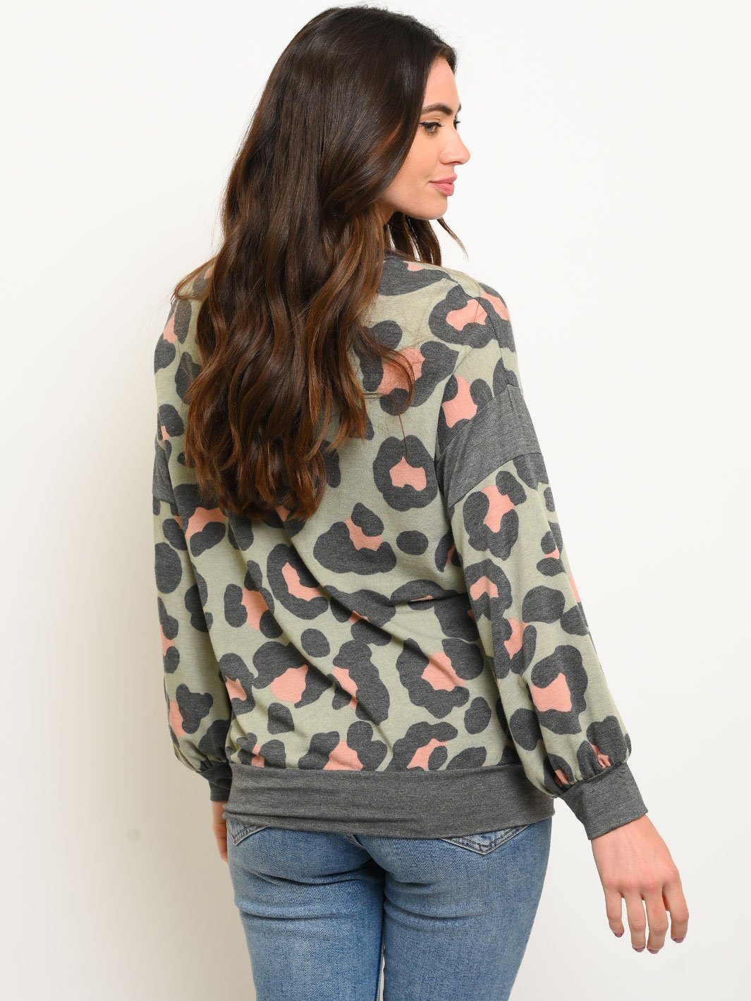 WOMEN'S LONG SLEEVE ANIMAL PRINT TOP