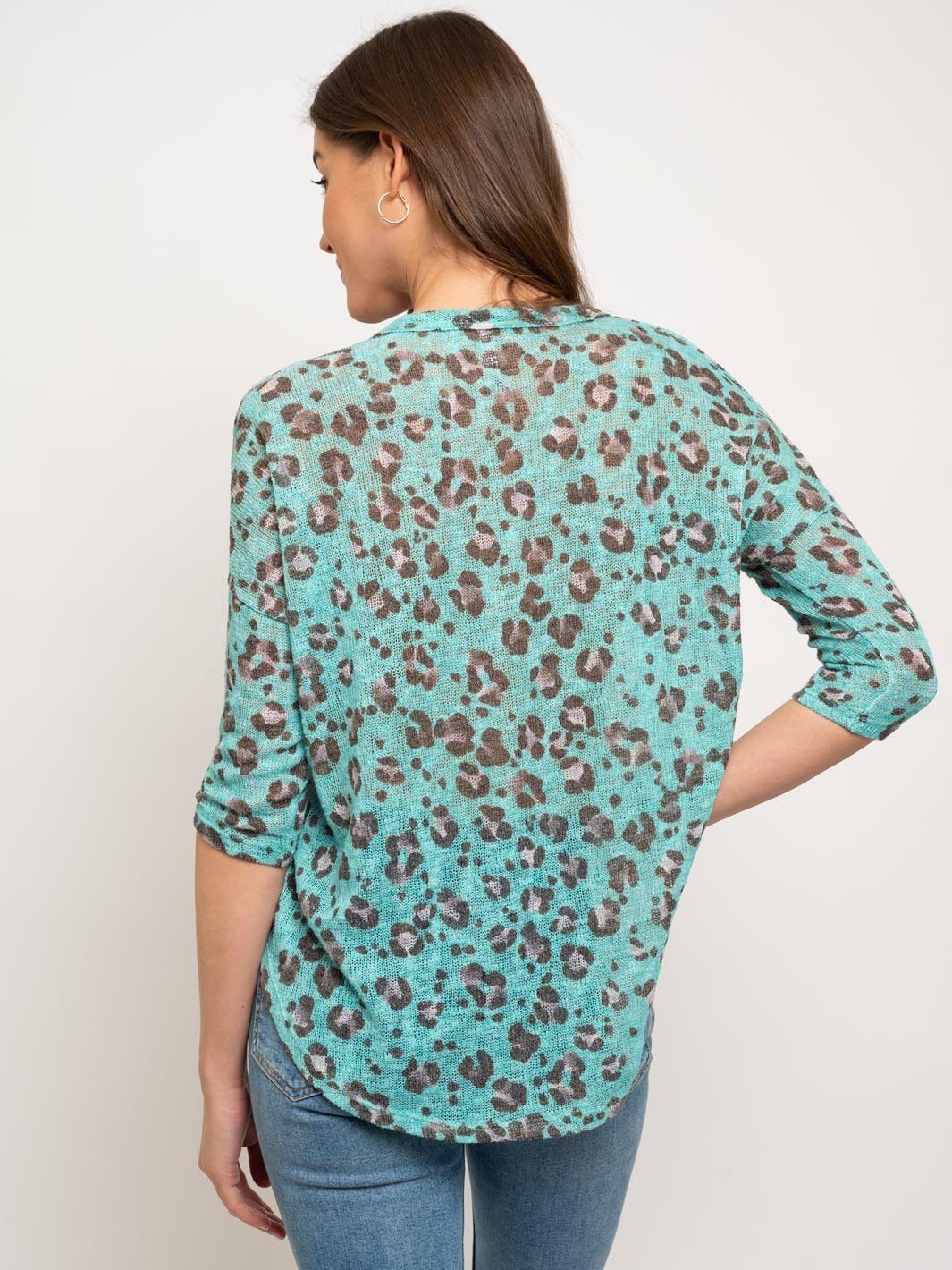 WOMEN'S ANIMAL PRINT 3/4 SLEEVE TOP