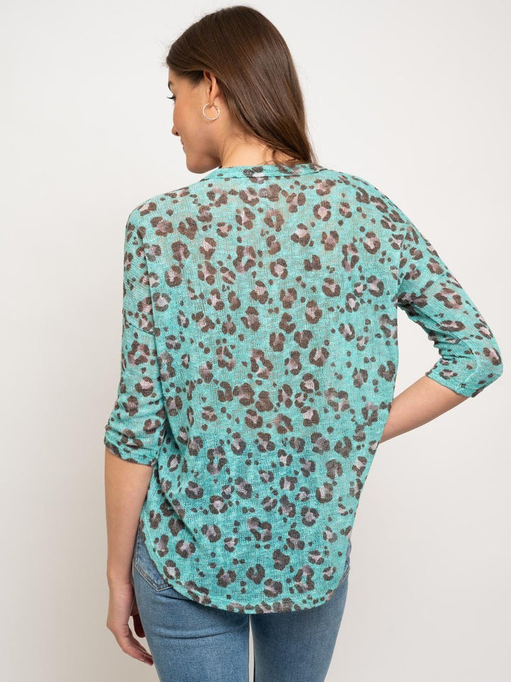 WOMEN'S ANIMAL PRINT 3/4 SLEEVE TOP