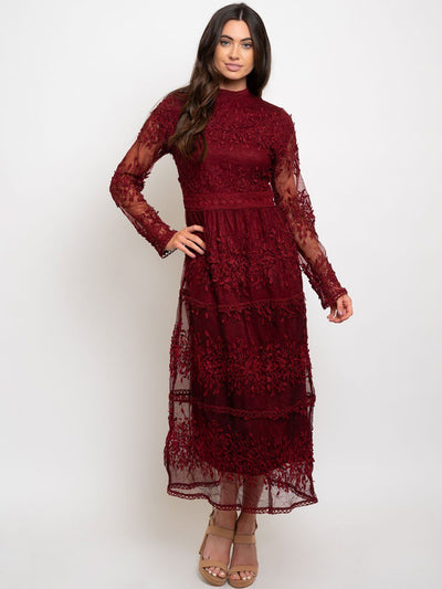 WOMEN'S TIERED LACE MAXI DRESS