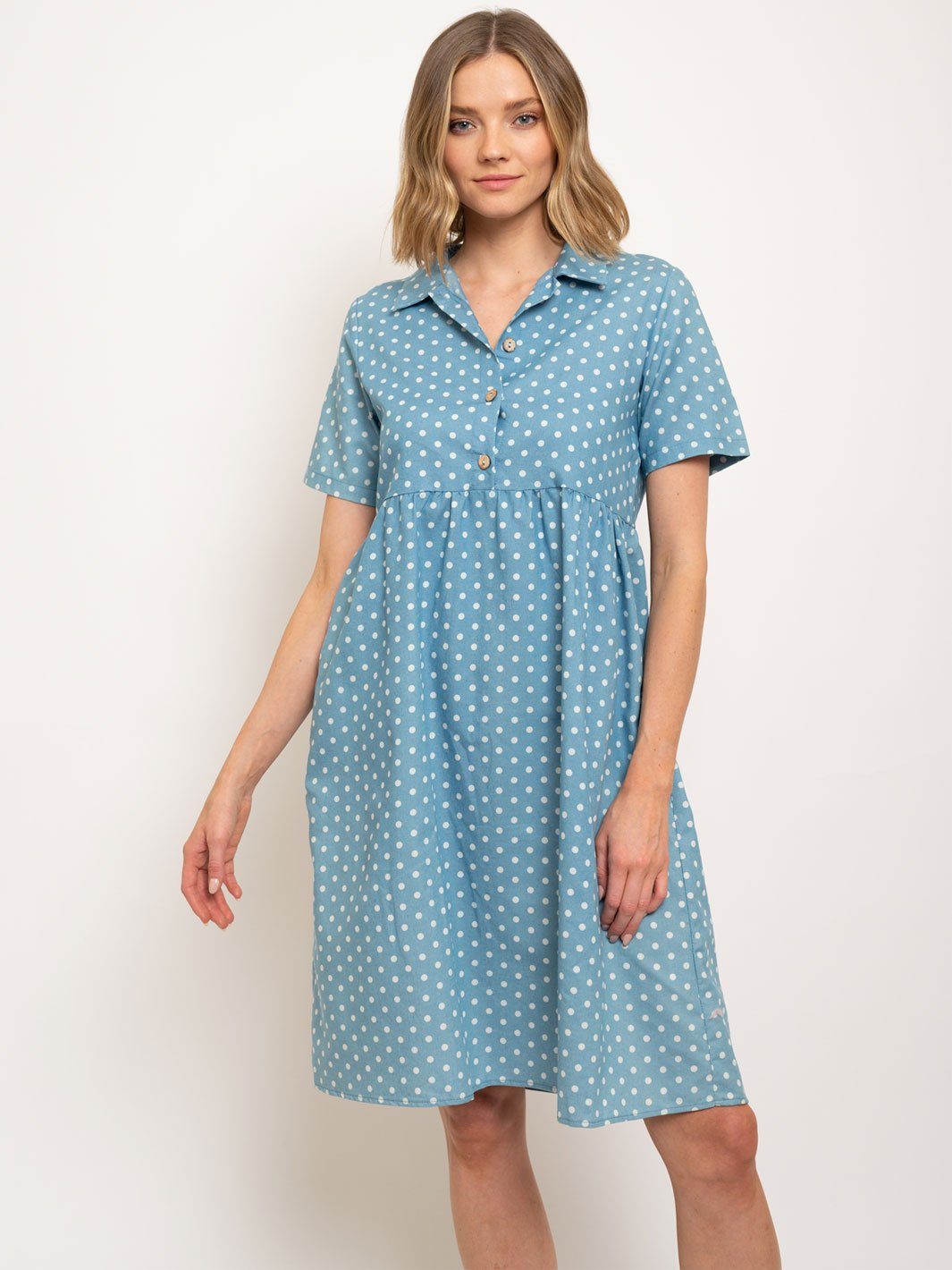 WOMEN'S POLKA DOTS SIDE POCKETS MIDI DRESS