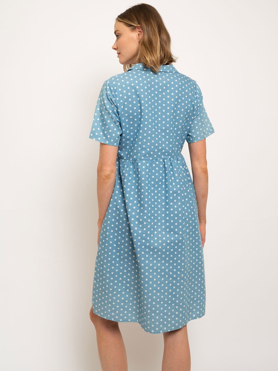 WOMEN'S POLKA DOTS SIDE POCKETS MIDI DRESS