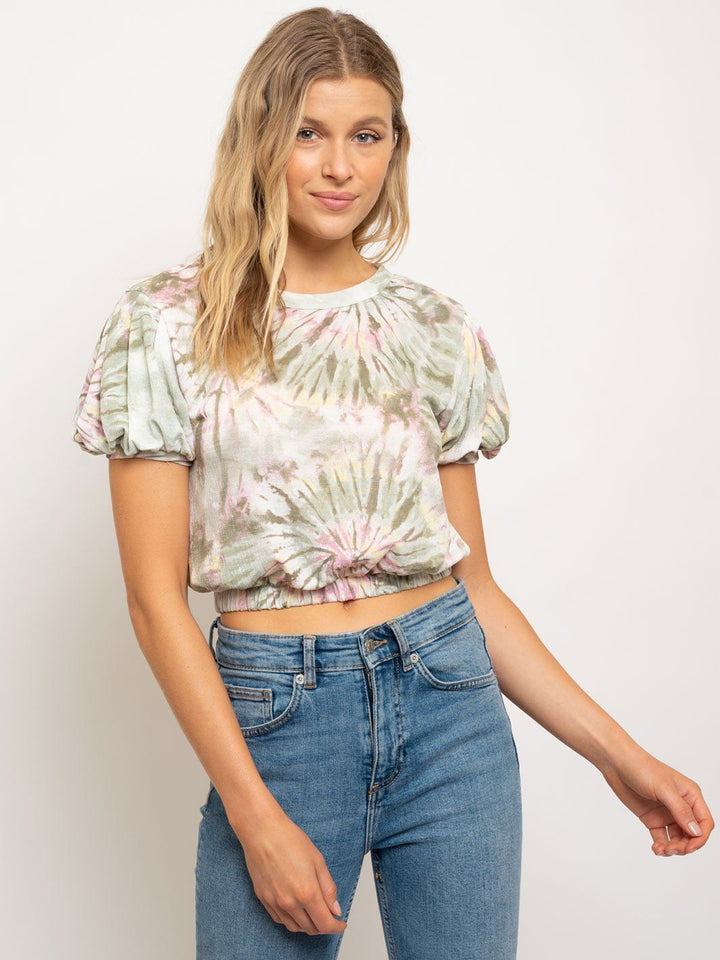 WOMEN'S PUFFED SLEEVE CROP TOP