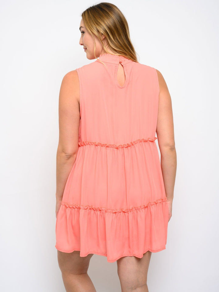 PLUS SIZE RUFFLE DETAIL TUNIC MINI DRESS