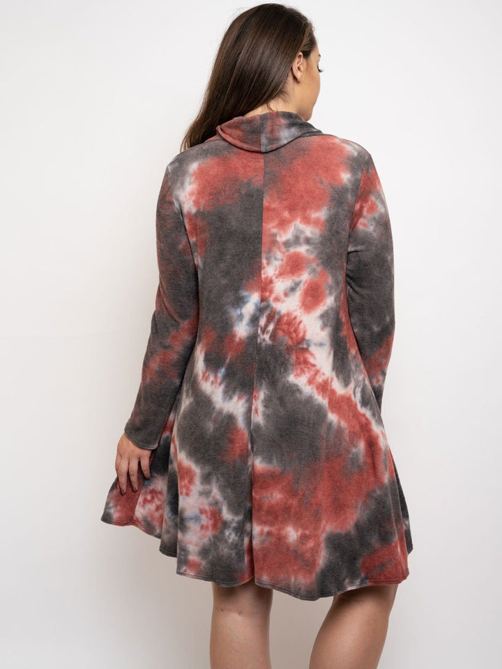 PLUS SIZE TURTLE NECK LONG SLEEVE MINI DRESS