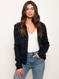 WOMEN'S SEQUIN LINE CARDIGAN SWEATER