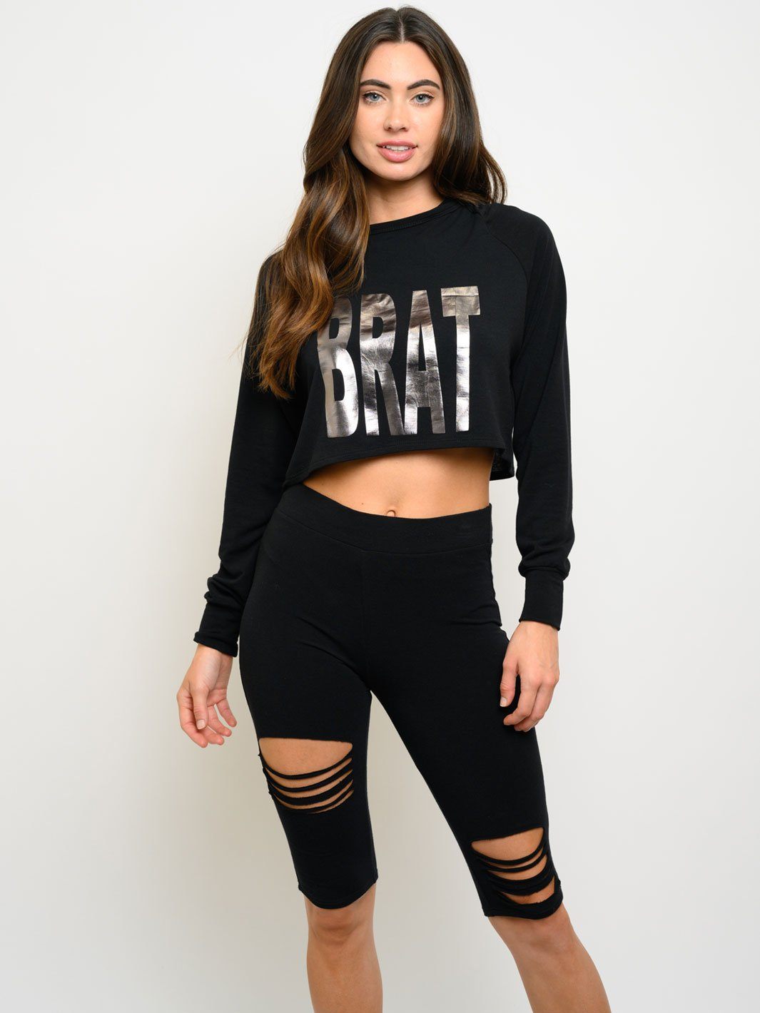 WOMEN'S GRAPHIC 2PC DISTRESS SET