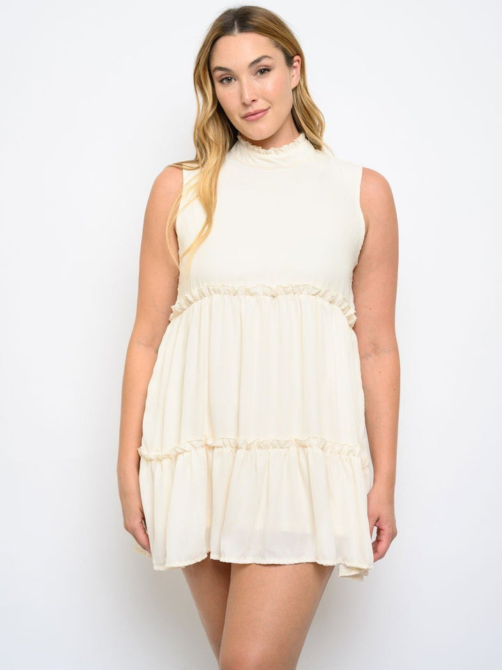 PLUS SIZE RUFFLE DETAIL TUNIC MINI DRESS